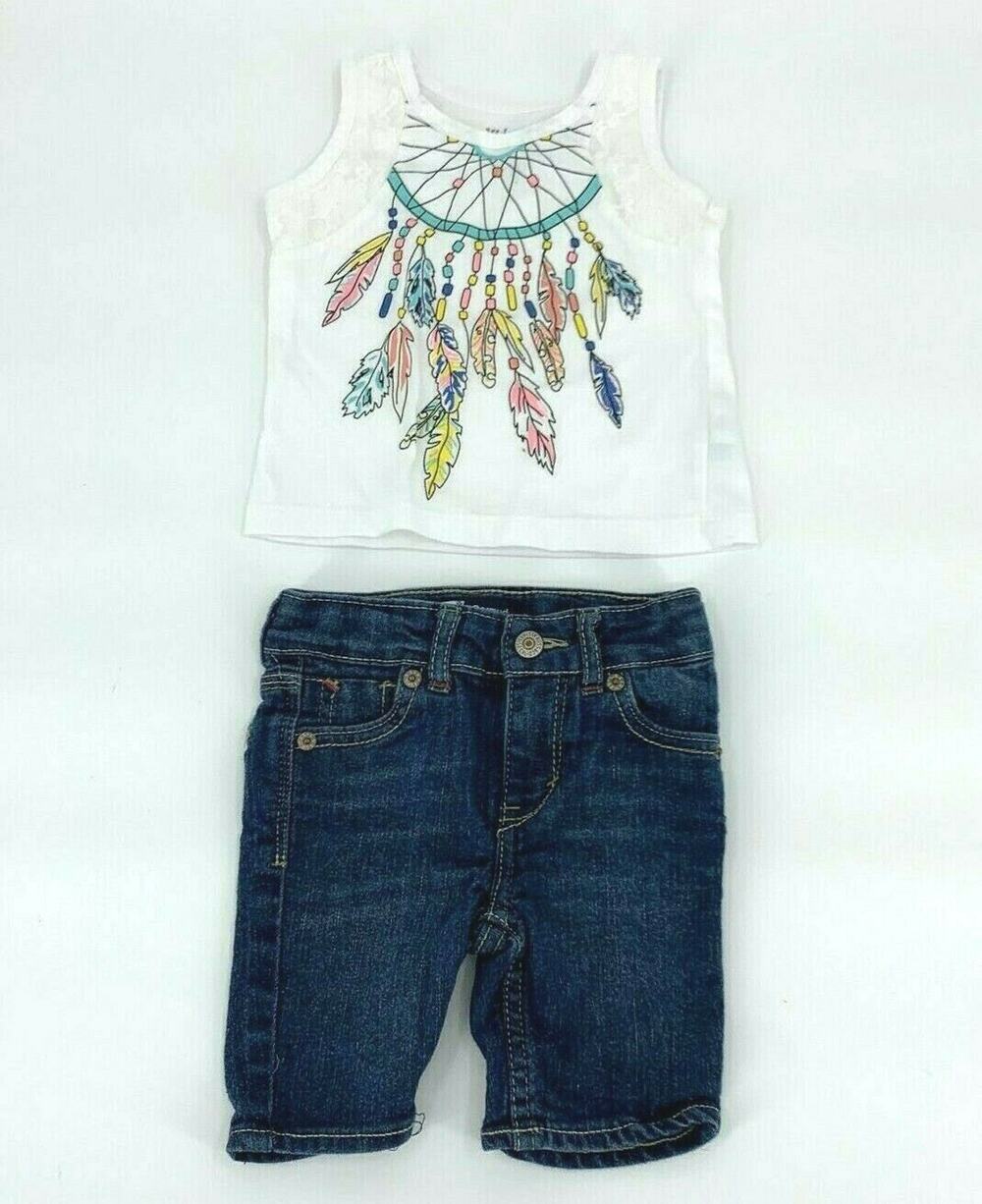 Kidgets Levi’s Girl’s Short/Tank Top Outfit Kid’s Toddler Size 2T
